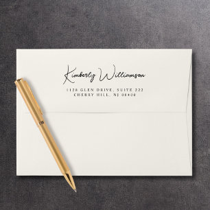 Chic Signature Script Cream Return Address Envelope
