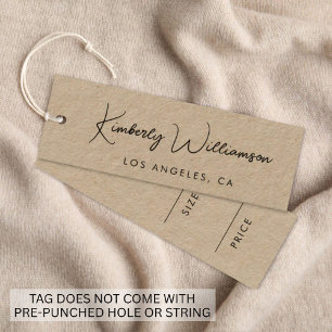 Chic Signature Script Kraft Paper Price Hang Tag
