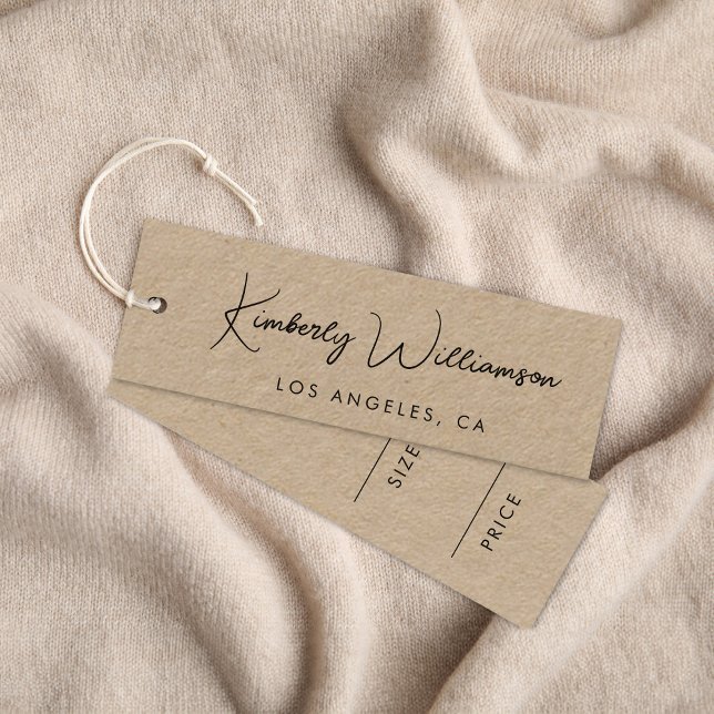 Chic Signature Script Kraft Paper Price Hang Tag (Empower your name in our signature script as your logo and brand identity)
