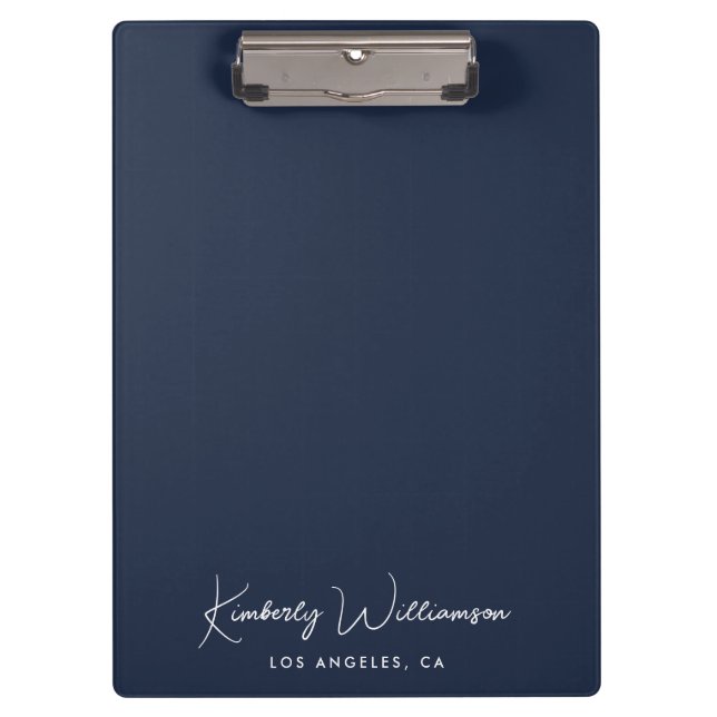 Chic Signature Script Monogram Blue Clipboard (Front)