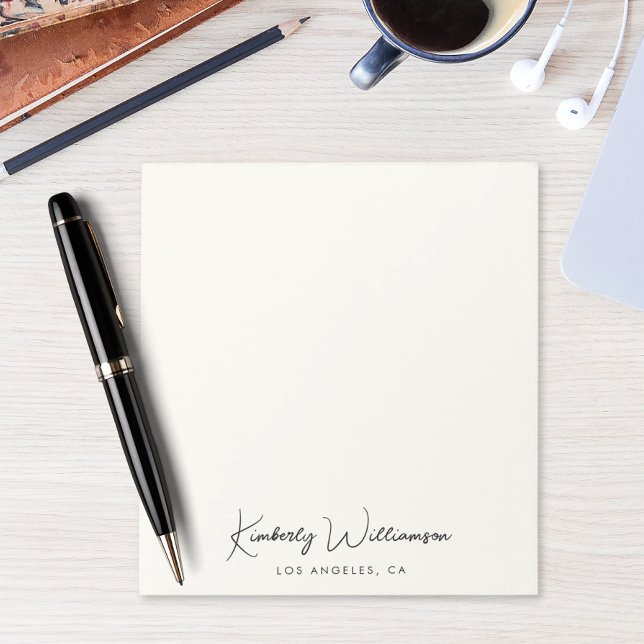 Chic Signature Script Monogram Cream Notepad (Empower your name in our signature script as your logo and brand identity)