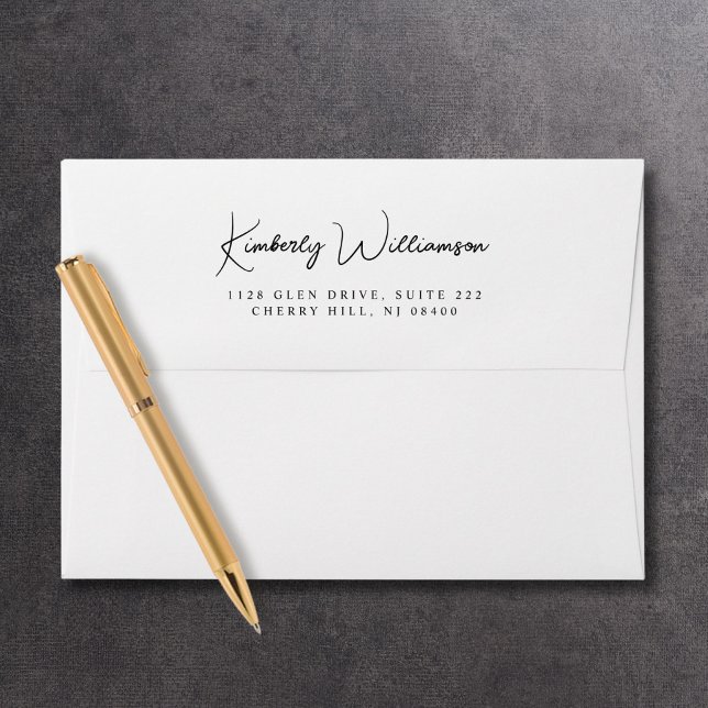 Chic Signature Script Monogram Return Address Envelope (Empower your name in our signature script as your logo and brand identity)