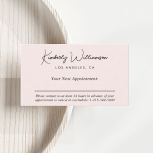 Chic Signature Script Pink Business Appointment Card
