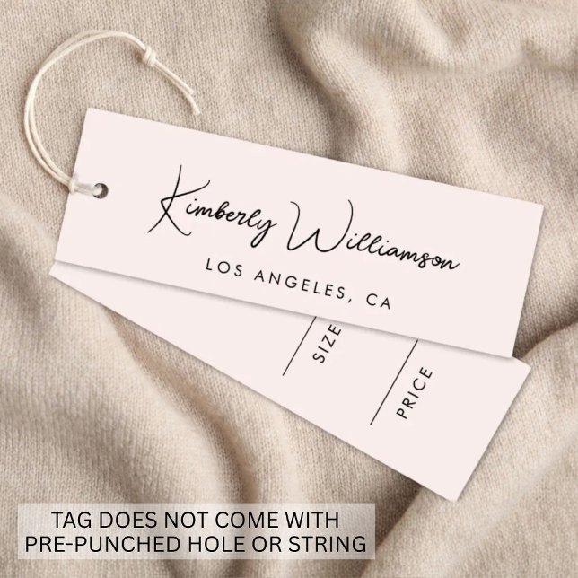 Chic Signature Script Pink Price Hang Tag (Empower your name in our signature script as your logo and brand identity)