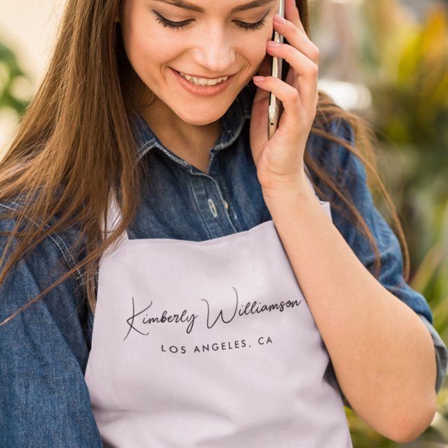 Chic Signature Script Pink Salon Apron (Empower your name in our signature script as your logo and brand identity)