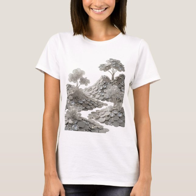 Chic Silver ABSTRACT ART Art Print v2 T-Shirt (Front)