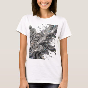 Chic Silver ABSTRACT ART Artistic Motif T-Shirt