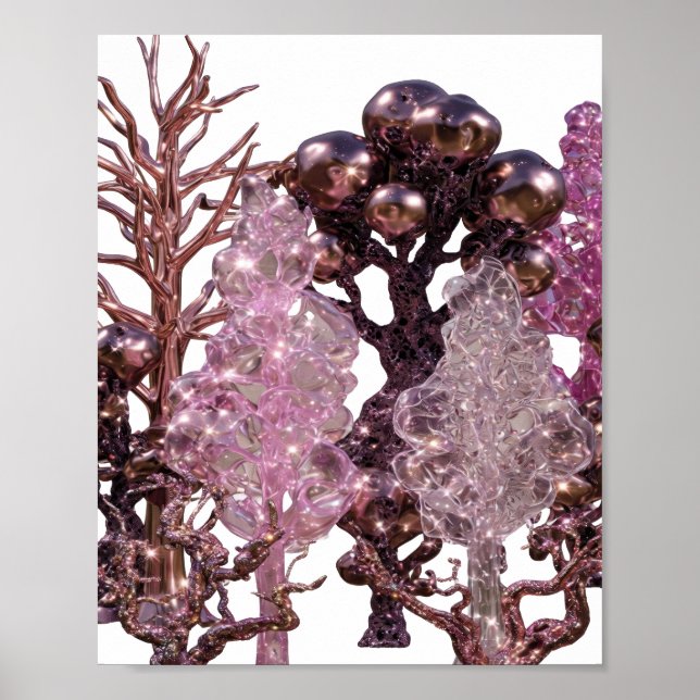 Chic Silver ABSTRACT ART Statement Design Poster (Front)