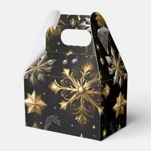 Chic Silver And Gold Snowflakes Gable Favour Box