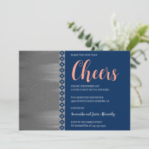 Chic Silver Art Deco New Years Invitation