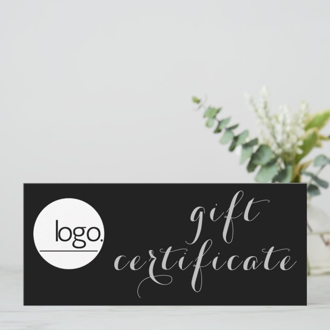 CHIC SILVER BLACK BUSINESS LOGO GIFT CERTIFICATE (Standing Front)