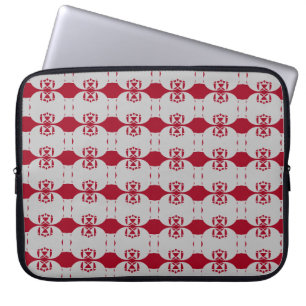 Chic Silver & Burgundy Red Geometric Shape Laptop Sleeve