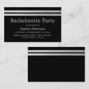 Chic Silver Foil Stripes Bachelorette Party Invite