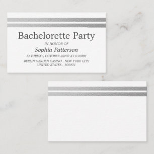 Chic Silver Foil Stripes Bachelorette Party Invite