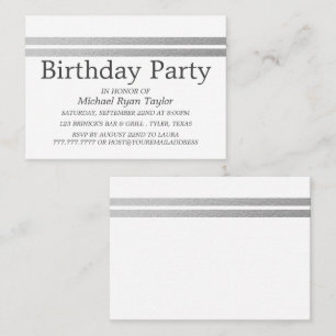 Chic Silver Foil Stripes Birthday Party Invitation