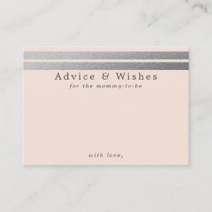 Chic Silver Foil Stripes Blush Pink Advice Cards