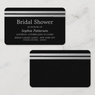 Chic Silver Foil Stripes Bridal Shower Ticket