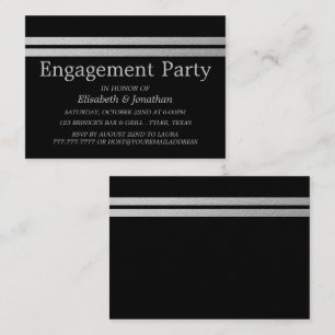 Chic Silver Foil Stripes Engagement Party Invite