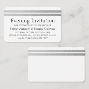 Chic Silver Foil Stripes Evening Invitation