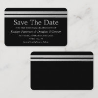 Chic Silver Foil Stripes Save The Date Card