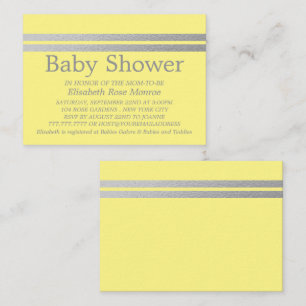 Chic Silver Foil Stripes Yellow Baby Shower Ticket