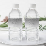 Chic Silver Glitter Drip 80th Birthday Party Water Bottle Label<br><div class="desc">These chic 80th birthday party water bottle labels feature a sparkly silver faux glitter drip border and silver ombre background. Personalise them with her name in grey handwriting script,  with her birthday and date below in sans serif font.</div>