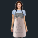 Chic Silver Glitter Drips Cupcake Rose Gold Apron<br><div class="desc">A modern girly and cute design of glitter drips,  and cupcake on a rose gold background.. Unique gift for the trendanista and fashion lover. Any girl would love to have this stylish design.</div>