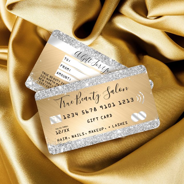 Chic Silver Glitter Gold Metallic Credit Gift Business Card (Creator Uploaded)