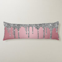 Chic Silver Glitter Sparkle Drips Rose Gold Pink