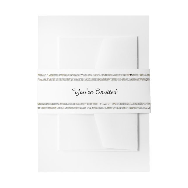 Chic Silver Glitter Trim - Belly Band Invitation Belly Band (Front Example)