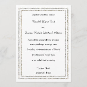 Chic Silver Glittered Trim - 5x7Wedding Invitation