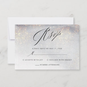 Chic Silver Gold Sparkle Watercolor Luxury Wedding RSVP Card