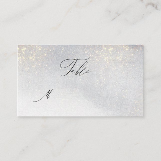 Chic Silver Gold Sparkles Watercolor Wedding Place Card (Front)