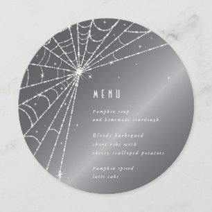 Chic Silver-Grey Diamond Spider Web Square/Round Menu