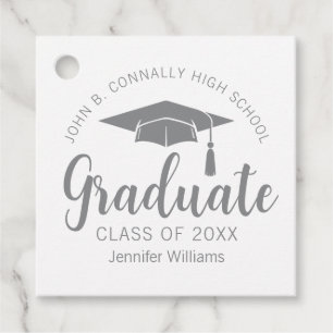 Chic Silver Grey Graduate Custom Graduation Party Favour Tags