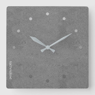 Chic Silver Grey Leather Look Add Logo Square Wall Clock