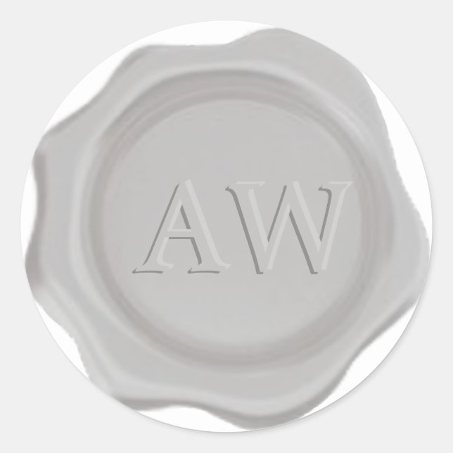 Chic Silver Grey Monogram Wedding Wax Seal (Front)
