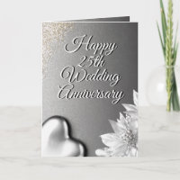Chic Silver Heart 25th Wedding Anniversary