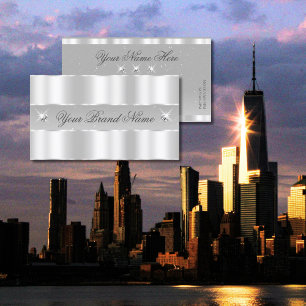Chic Silver Light Grey Sparkling Diamonds Stylish Business Card