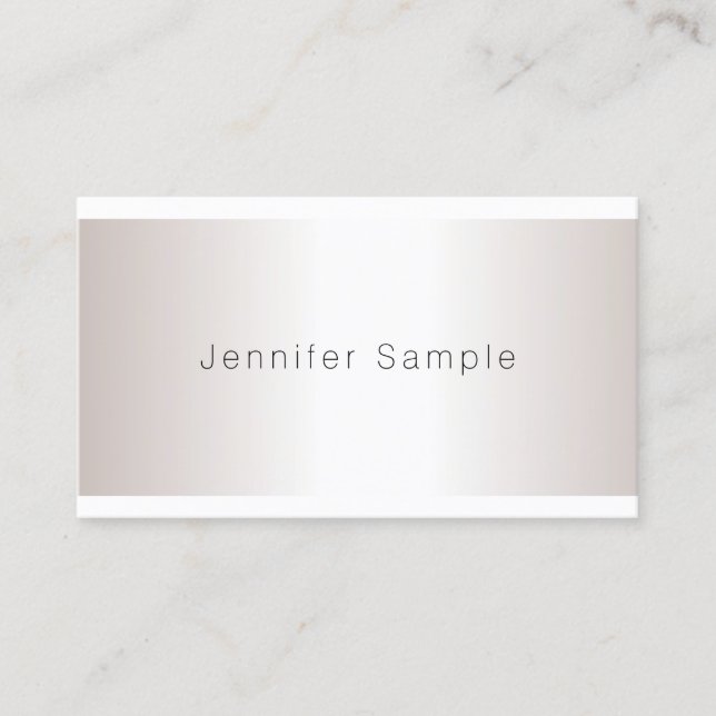 Chic Silver Look Minimalist Plain Trendy Salon Business Card (Front)
