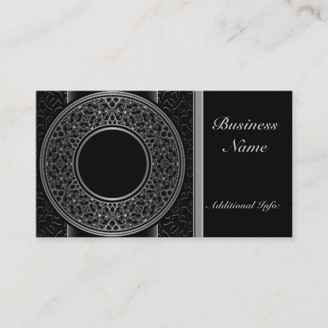 Chic Silver Medallion Business Card (Front)
