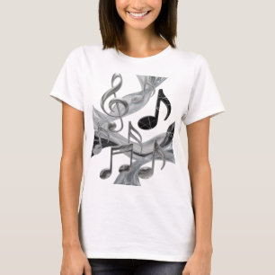 Chic Silver MUSIC IN MOTION Graphic Design T-Shirt