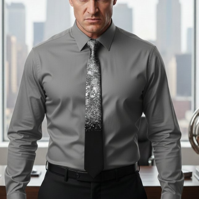 Chic silver ombre sparkle wedding  tie (Creator Uploaded)