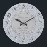 Chic Silver Pearls 25th Wedding Anniversary Large Clock<br><div class="desc">Elegant silver pearls,  diamond wedding anniversary clock.</div>