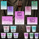 Chic Silver & Pink Glitter 18th Birthday Gift Shot Glass<br><div class="desc">Chic personalised shot glasses with pink glitter and silver colours.</div>