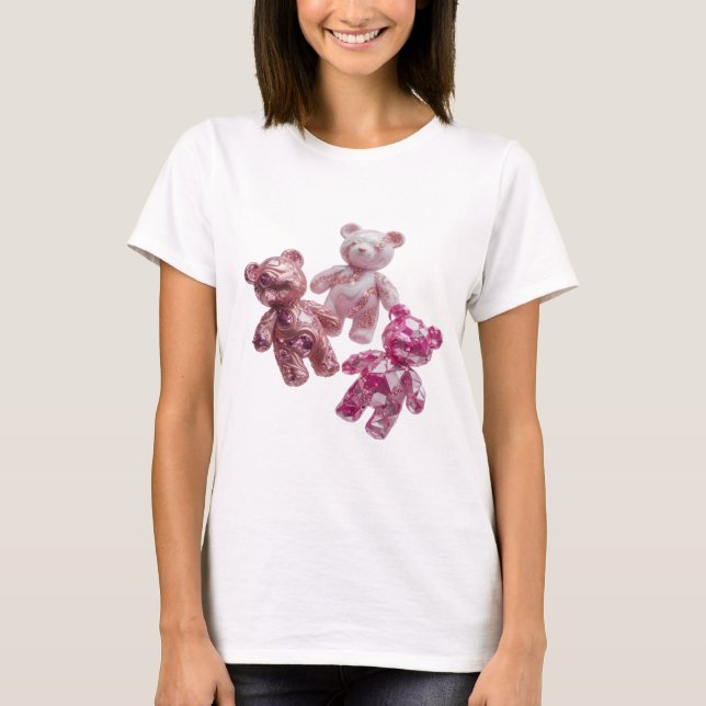 Chic Silver PINK TEDDY BEARS Quote Design T-Shirt (Front)