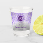 Chic Silver & Purple Glitter 90th Birthday Gift Shot Glass<br><div class="desc">Chic personalised shot glasses with purple glitter and silver colours.</div>