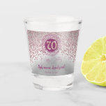 Chic Silver & Rose Gold Glitter 70th Birthday Gift Shot Glass<br><div class="desc">Chic personalised shot glasses with rose gold glitter and silver colours.</div>