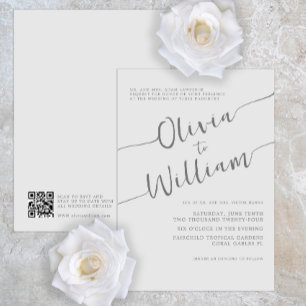 Chic Silver Script Wedding Invitation
