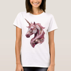 Chic Silver UNICORN 3D Text Art T-Shirt